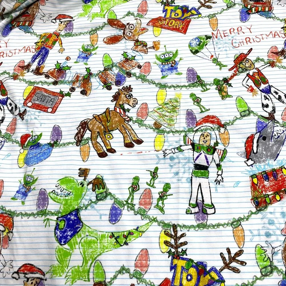 Disney Toy Story Lined Doodle Print Stretch Cotton Lycra 1 Yard x 60